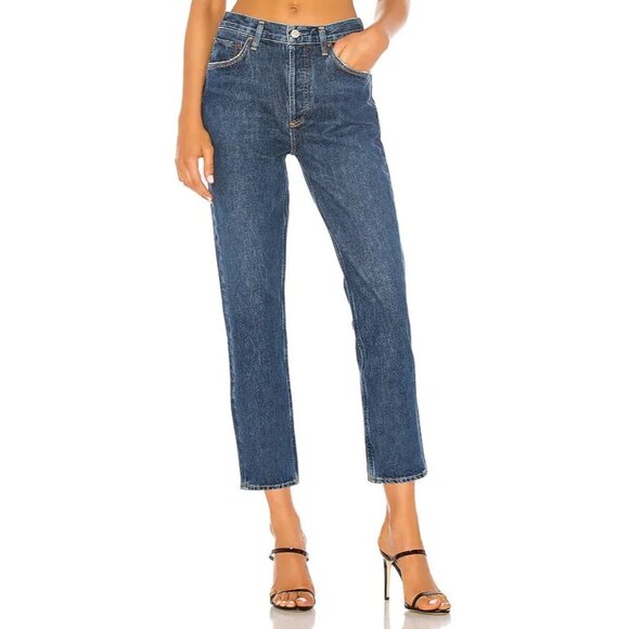 AGOLDE Riley Crop High Rise Straight Wink Blue Denim Jeans NWT Size 32